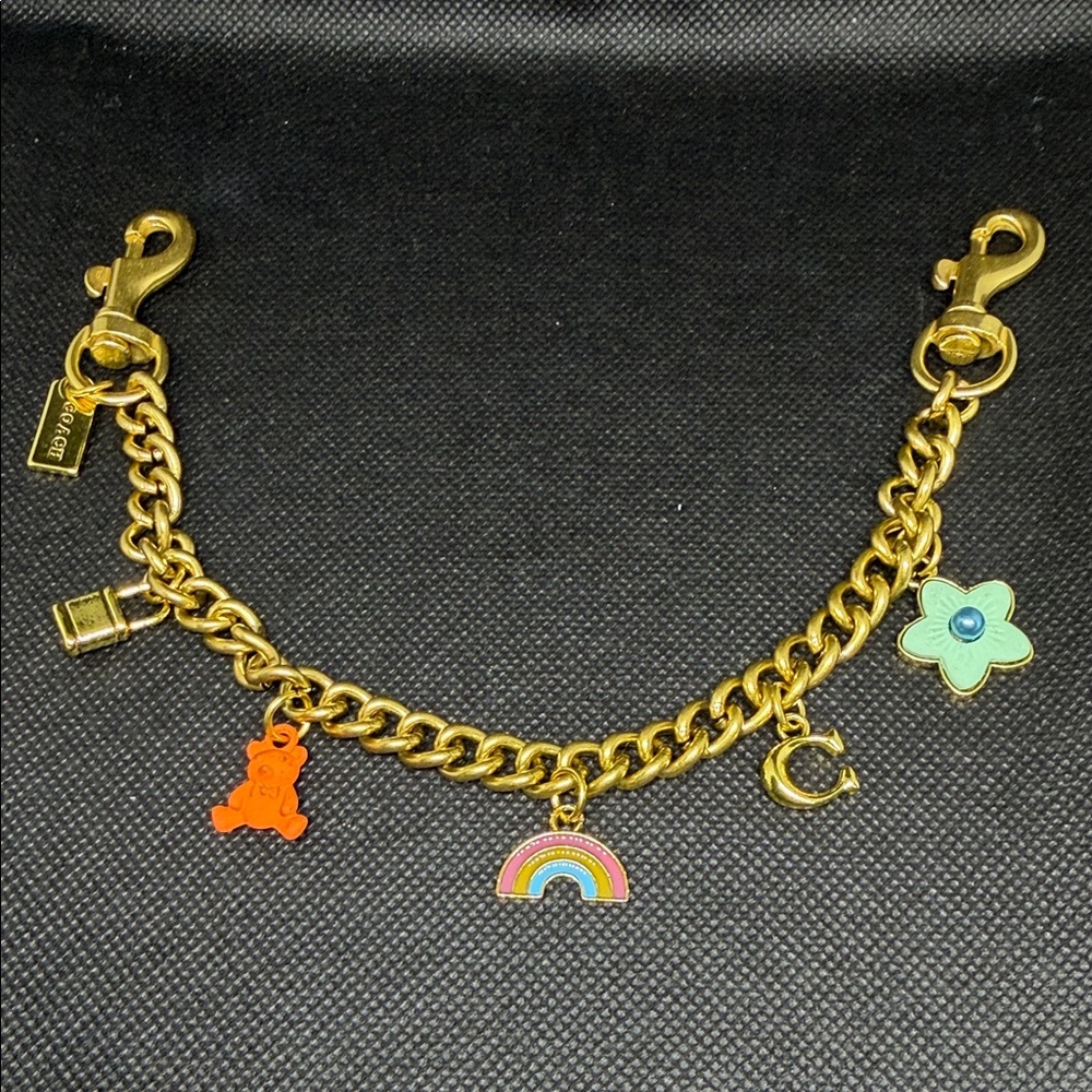 ✅ PRICE IS FIRM ✅ FASHION Gold-Tone Charm with Rainbow, Flower & Bear Charms -